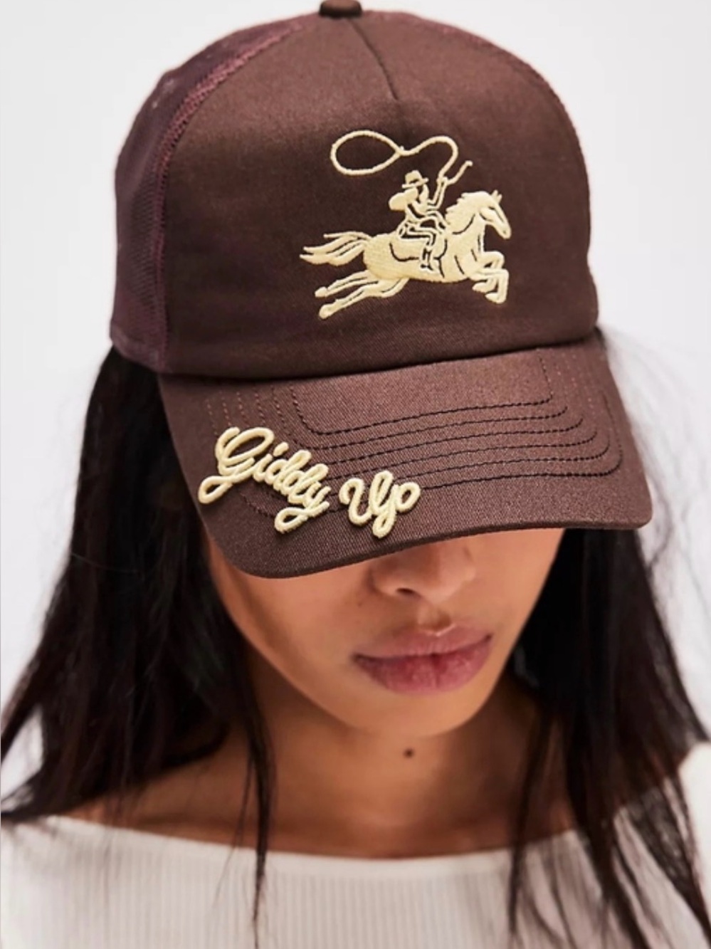NEW Urban Outfitters Embroidered Cowboy Giddy Up Trucker Hat